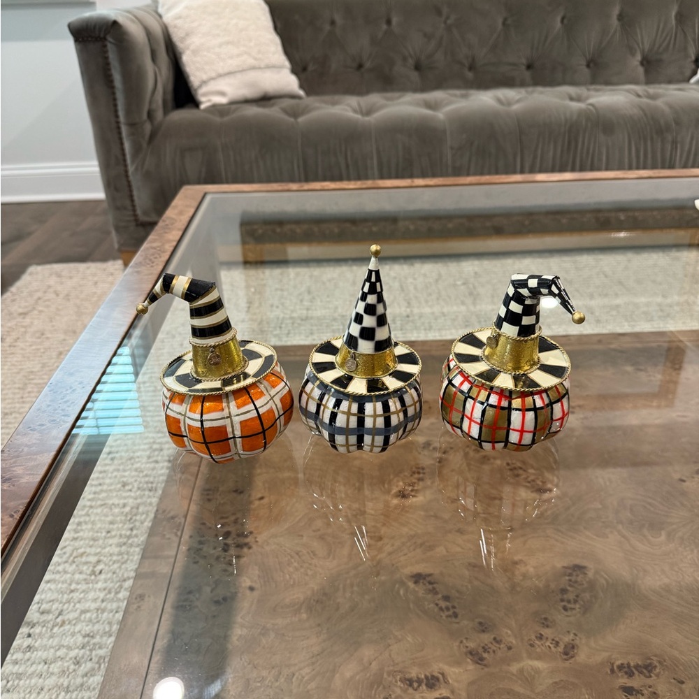 MacKenzie-Childs Halloween Pumpkin Decor Set - Orange, Black, Grey, Gold